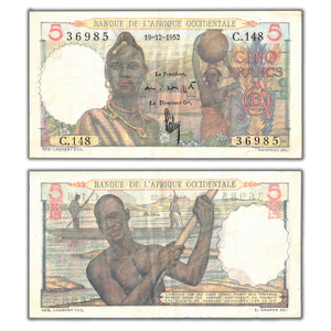 French West Africa 1952 5 Five Francs P #36 - VF