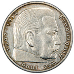 Germany 1938 A 5 Reichsmark Silver Coin - Cleaned