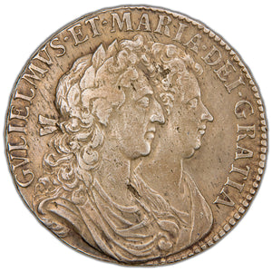 Great Britain 1689 William & Mary First Shield 30d Half Crown Silver Coin SCBC 3434