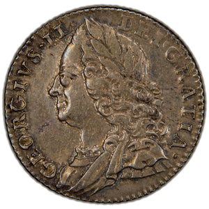 Great Britain 1757 George II 6d Sixpence Silver Coin SCBC 3711 2.95g