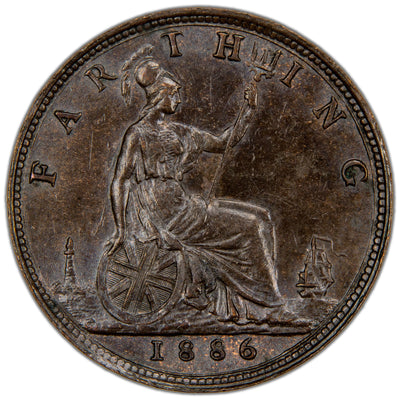 Great Britain 1886 Victoria 1/4d Farthing Coin SCBC 3958