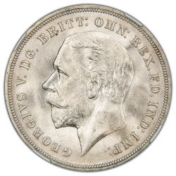 Close-up view of the 1935 Great Britain Silver Crown obverse featuring the left-facing profile portrait of King George V.
