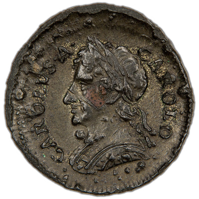 Great Britain 1684 Charles II 1/4d Tin Farthing Coin SCBC 3395 5.04g - Corrosion