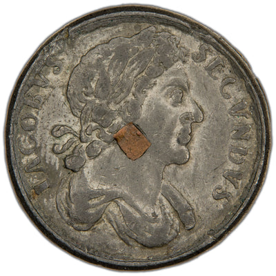 Great Britain 1677 James II 1/2d Tin Half Penny Coin SCBC 3419 10.65g - Rev. Scratches