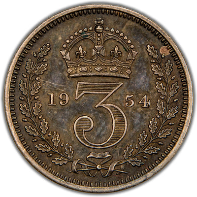 Great Britain 1954 Maundy 3d Threepence Silver Coin SCBC 4133