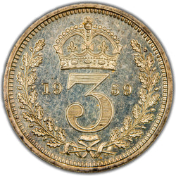 Great Britain 1959 Maundy 3d Three Pence Silver Coin SCBC 4133