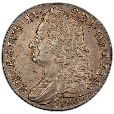 Great Britain 1745 George II Lima 12d Shilling Silver Coin SCBC 3703 6.00g