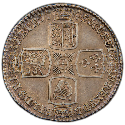 Great Britain 1745 George II Lima 12d Shilling Silver Coin SCBC 3703 6.00g