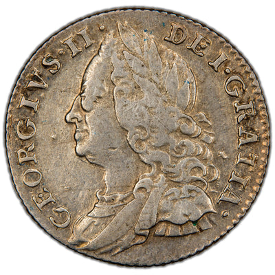 Great Britain 1757 George II 6d Sixpence Silver Coin SCBC 3711 2.97g