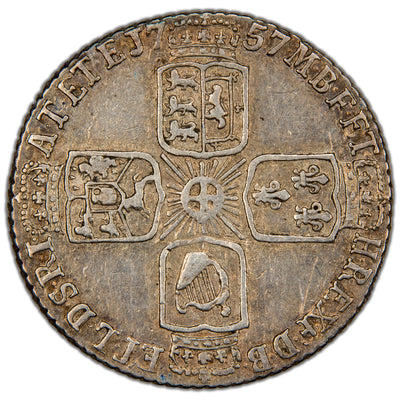 Great Britain 1757 George II 6d Sixpence Silver Coin SCBC 3711 2.97g
