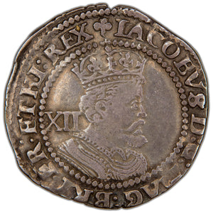 Great Britain 1603-1625 James I 12d Shilling Hammered Silver Coin SCBC 2668 5.68g
