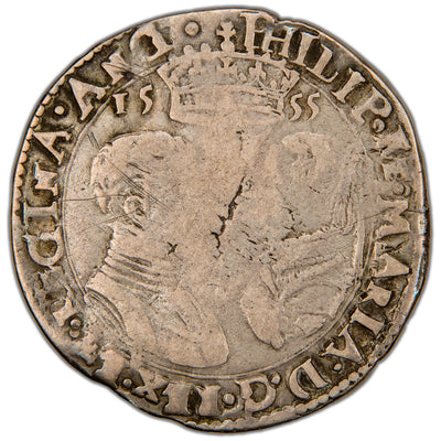 Great Britain 1555 Philip & Mary 12d Shilling Hammered Silver Coin SCBC 2501 6.07g