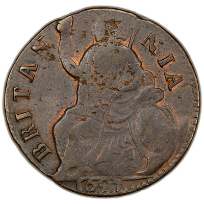Great Britain 1697 William III 1/2d Half Penny Coin SCBC 3554 10.05g