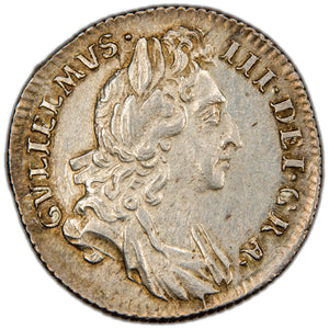Great Britain 1696 William III Large Crowns Early Harp 6d Sixpence Silver Coin