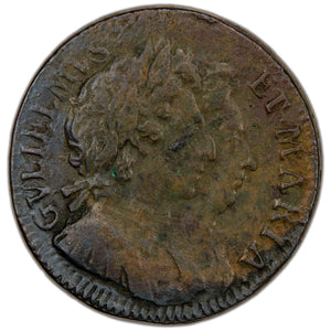 Great Britain 1694 William & Mary 1/4d Farthing Coin SCBC 3453 5.22g