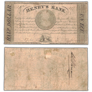 Henry's Bank 1837 $1/2 Note #375-10-04 - Previously Mounted
