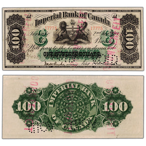 Imperial Bank of Canada 1917 $100 Note Contemporary Counterfeit - EF+