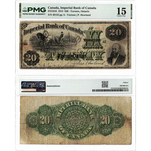 Imperial Bank of Canada 1915 $20 Chartered Note #375-16-16 - PMG F-15
