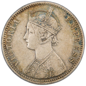 India 1891 Calcutta Rupee Silver Coin