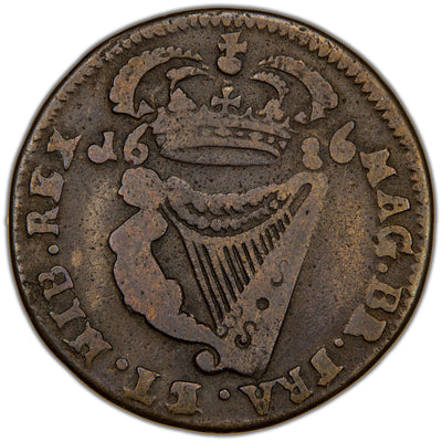 SOLD Ireland 1686 James II 1/2d Half Penny Coin SCBC 6576 7.13g