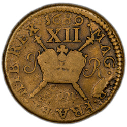 Ireland 1689 January James II Gun Money Shilling Coin SCBC 6581G 6.41g