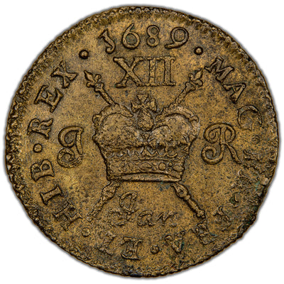 Ireland 1689 January James II Gun Money Shilling Coin SCBC 6581G 5.65g