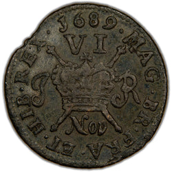 Ireland 1689 November James II Gun Money Sixpence Coin SCBC 6583f 3.65g