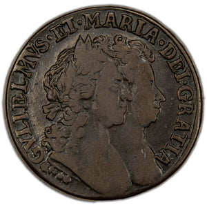 Ireland 1694 William & Mary 1/2d Halfpenny Coin SCBC 6597 7.71g