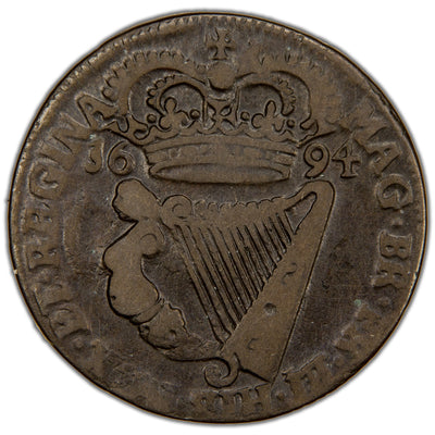 Ireland 1694 William & Mary 1/2d Halfpenny Coin SCBC 6597 7.71g