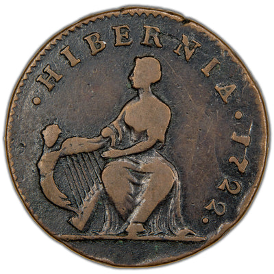 Ireland 1722 George I Woods Hibernia 1/2d Half Penny Coin SCBC 6600 6.77g