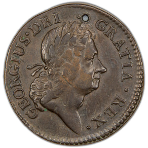 Ireland 1723 Woods Hibernia 1/2d Half Penny Coin - Holed