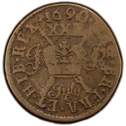 Ireland 1690 July James II Gun Money Half Crown Coin SCBC 6580f 9.98g