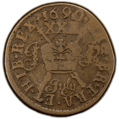 Ireland 1690 July James II Gun Money Half Crown Coin SCBC 6580f 9.98g