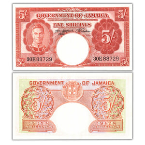 Jamaica 1957 5 Shillings Note P #37b - EF