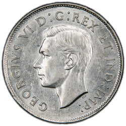 Canada 1947 S7 7/7 50 Cents Half Dollar Silver Coin - Almost Uncirculated