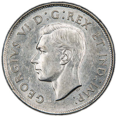 Canada 1947 S7 7/7 50 Cents Half Dollar Silver Coin - Almost Uncirculated