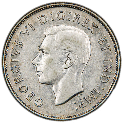 Canada 1947 Maple Leaf 50 Cents Half Dollar Silver Coin. - VF/EF