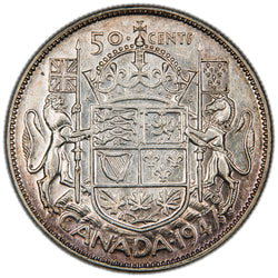 Canada 1947 Maple Leaf 50 Cents Half Dollar Silver Coin. - VF/EF
