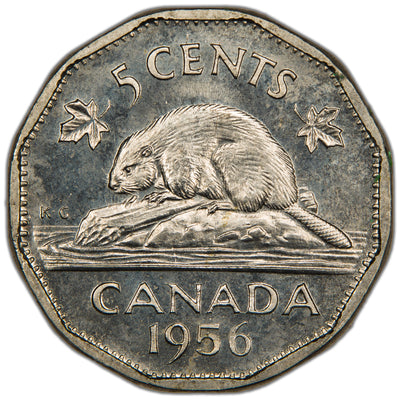 Canada 1956 5 Cents Nickel Proof Like Coin - Heavy Cameo