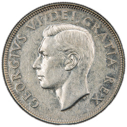 Canada 1950 No Design 50 Cents Half Dollar Silver Coin - Almost Uncirculated