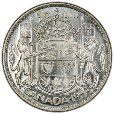 Canada 1954 50 Cents Half Dollar Silver Coin - Uncirculated +