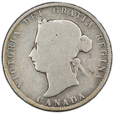 Canada 1875-H 25 Cents Quarter Silver Coin - Good