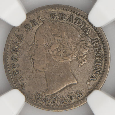 Canada 1875-H 10 Cents Dime Silver Coin - NGC VF-20