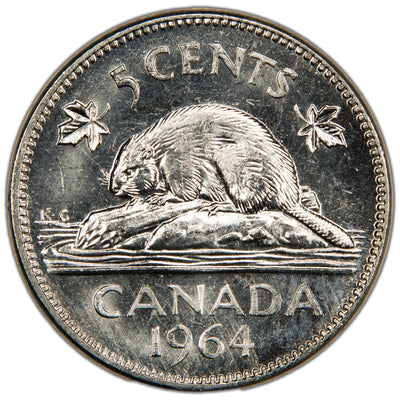 Canada 1964 XWL 5 Cents SIlver Coin - Choice Uncirculated