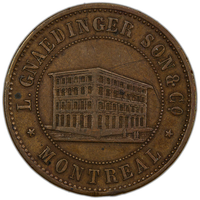 SOLD Canada Montreal 1852  L. Gnaedinger Son & Co. Advertising Token BR #574 Leroux #989