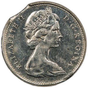 Canada 1973 5 Cents Nickel Error Coin - Clipped Planchet
