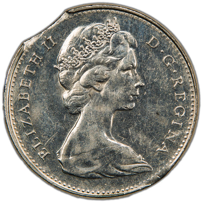 Canada 1973 5 Cents Nickel Error Coin - Clipped Planchet