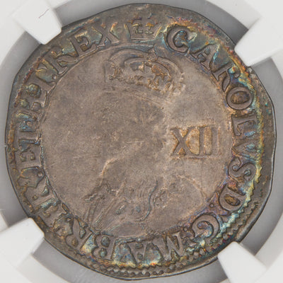 Great Britain 1635-36 Crown Mint Mark 1s One Shilling Silver Coin S-2791 - NGC VF-30