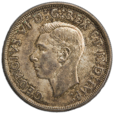 Canada 1947 Blunt 7 7/7 2xHP $1 Silver Dollar Coin -  Almost Uncirculated