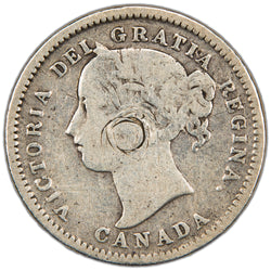 Canada 1875-H 10 Cents Dime Silver Coin - Damaged